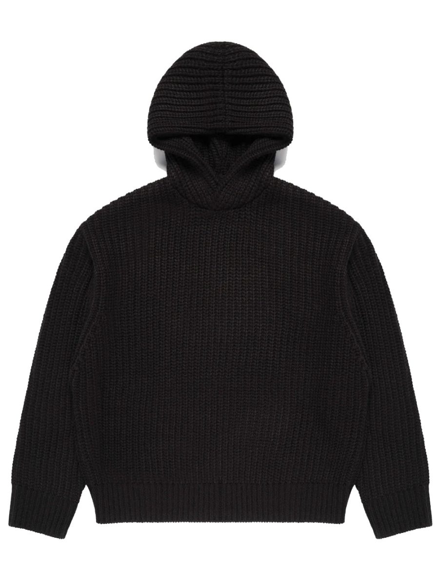 MKI MIYUKI ZOKU Chunky Rib Knit Hoodie Black