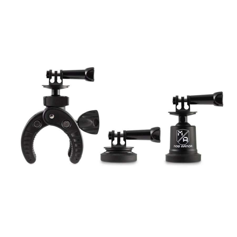 MOB ARMOR AC-BNDL ACTION CAMERA BUNDLE, Mounts Camera To Round Tube or Flat Metal; Fits 1/4 Inch Up To 2 Inch Tube; Plastic and Aluminum; With Action Camera Claw/ Action Camera DIRECT MAG/ Action Camera PIVOT