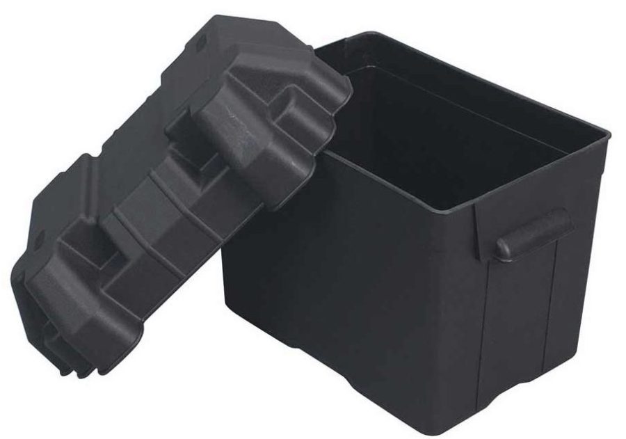 MOELLER 042213 BATTERY BOX 24 SERIES, Fits Group 24 Batteries; With Mounting Hardware; Black; Plastic