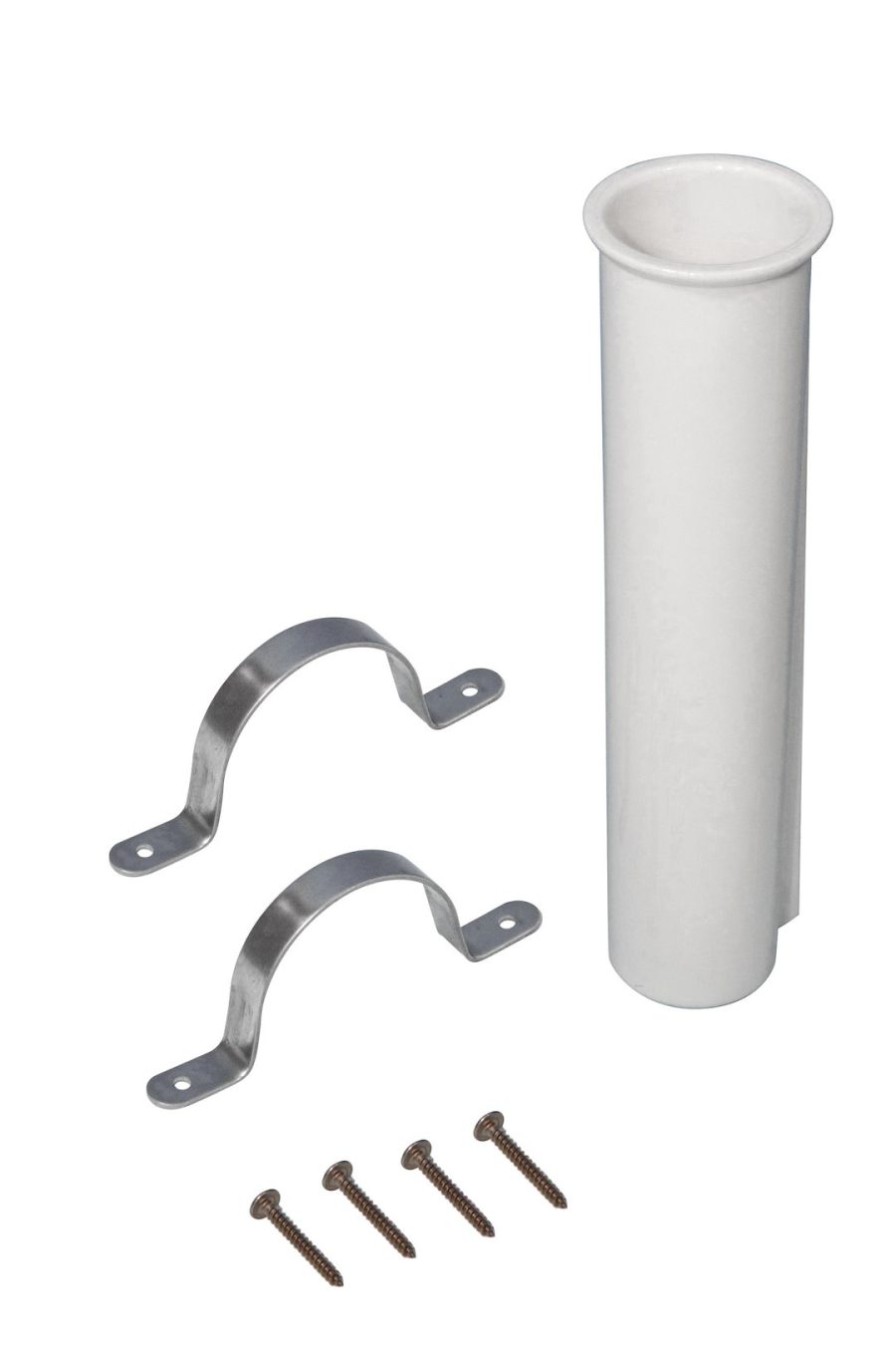 MOELLER 053605-10 HOLDER - SIDE MOUNT ROD, Surface Mount; Holds Single Spinning or Casting or Conventional Fishing Rod; Held by Rod Butt; White; Polypropylene; With Fishing Rod Holder/ Mounting Hardware