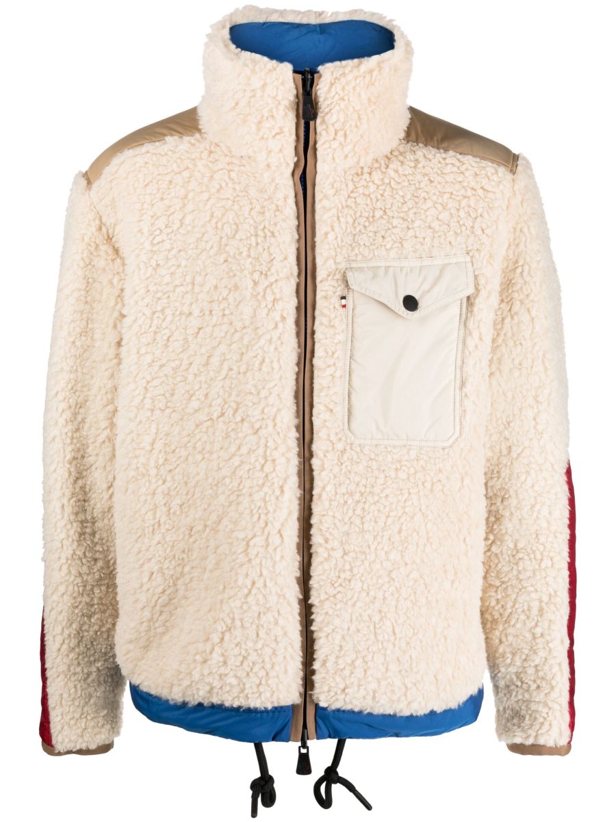 MONCLER GRENOBLE Plattiers Fleece Reversible Bomber Jacket Beige