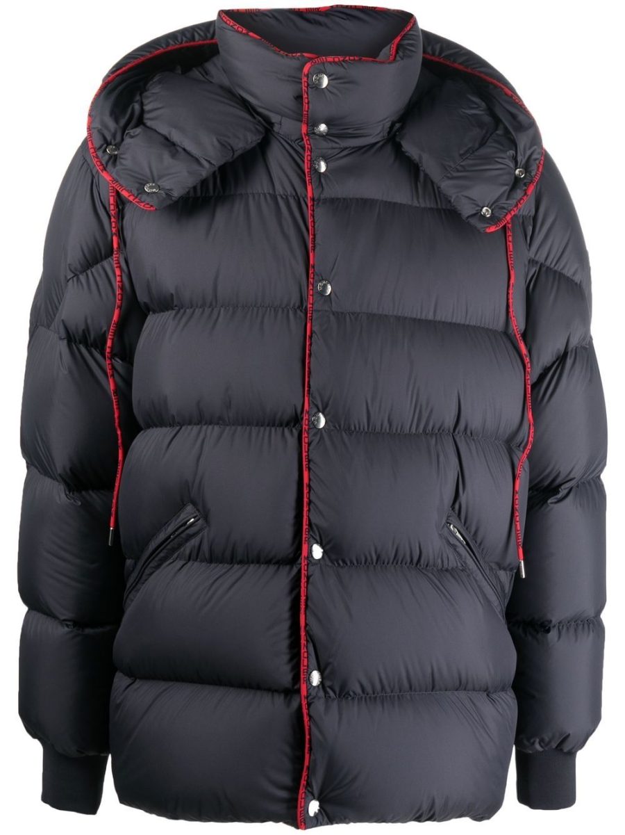 MONCLER Hooded Feather Down Jacket Navy Blue