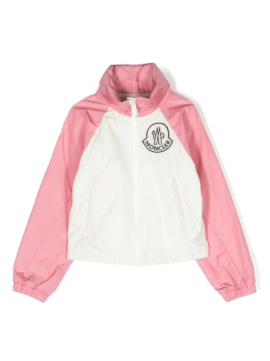 MONCLER KIDS Enabish Colour-Block Zip-Up Bomber White Pink