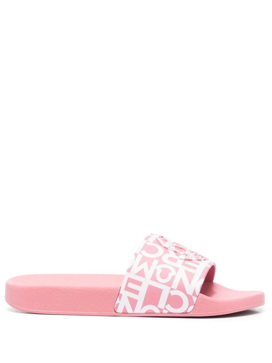 MONCLER WOMEN Jeanne Logo-Strap Slides Pink White