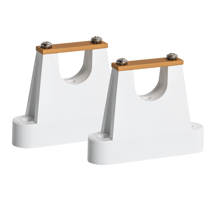 MORAD 9068 BULKHEAD MOUNTS PAIR W/ ANODIZED, Bulkhead Mount; For Use With 1-1/2 Inch Stanchion Pipe; White; Set Of 2; With Anodized Straps