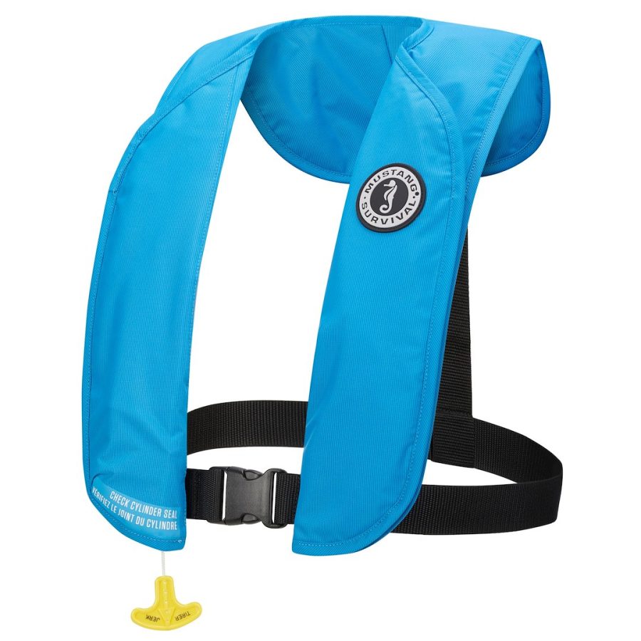 MUSTANG MD4031-268-0 LIFEVEST MIT 70 MANUAL INFLATE BLUE, Type V Manual Inflatable Life Vest; Adult; Universal; Fits Chest Sizes 30 Inch To 52 Inch; Harmonized U S Coast Guard And Transport Canada Approved; 15.7 Pound Buoyancy; Nylon; Blue