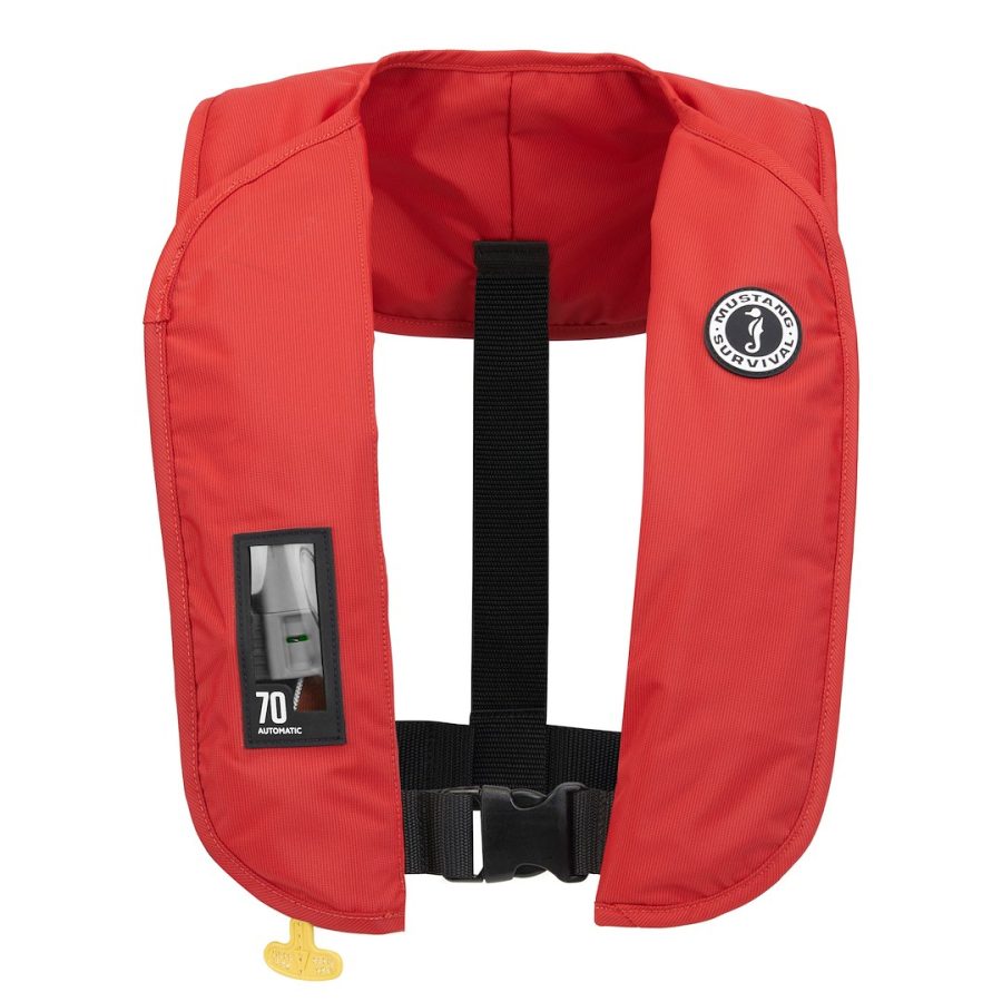 MUSTANG MD4042-4-0 MIT 70 AUTOMATIC INFLATABLE PFD, Type V Automatic/ Manual Inflatable Life Vest; Adult; Universal; Fits Chest Sizes 30 Inch To 52 Inch; Harmonized U S Coast Guard And Transport Canada Approved; 15.7 Pound Buoyancy; High Tenacity Nylon