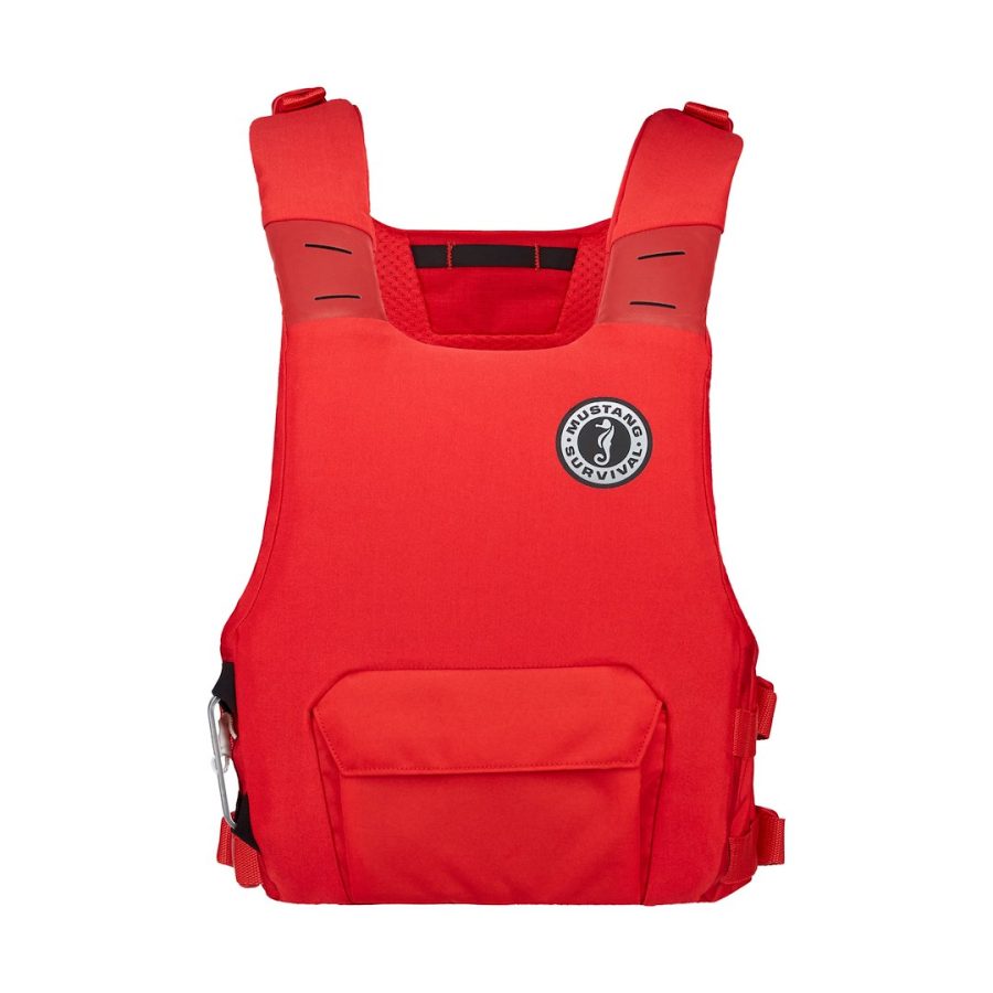 MUSTANG MD7183-4-0 LIFEVEST KHIMERA DUAL FLOTATION RED, Dual Flotation(Foam/ Manual Inflatable) Life Vest; Adult; Universal; Fits Chest Sizes 30 Inch To 52 Inch; Harmonized U S Coast Guard And Transport Canada Approved; 20.5 Pound Buoyancy