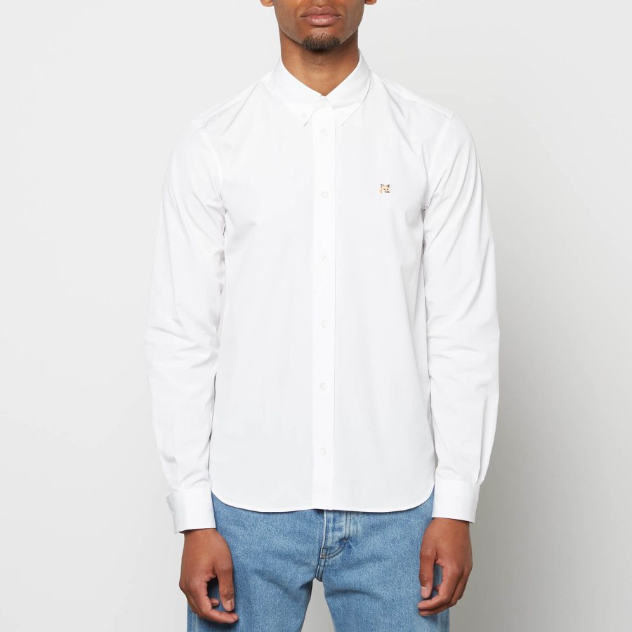 Maison Kitsuné Men's Fox Head Embroidery Classic Shirt - White - 42/17 Inches