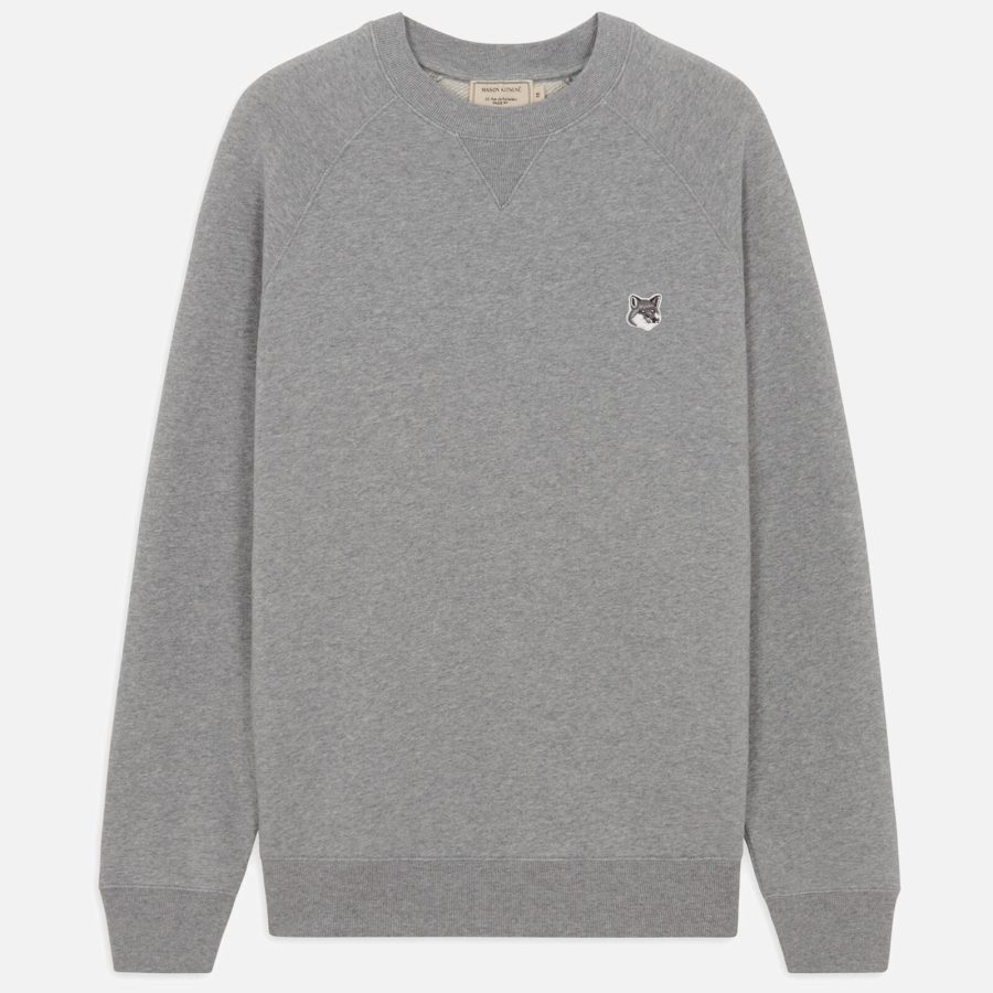 Maison Kitsuné Men's Grey Fox Head Patch Sweatshirt - Grey Melange - S