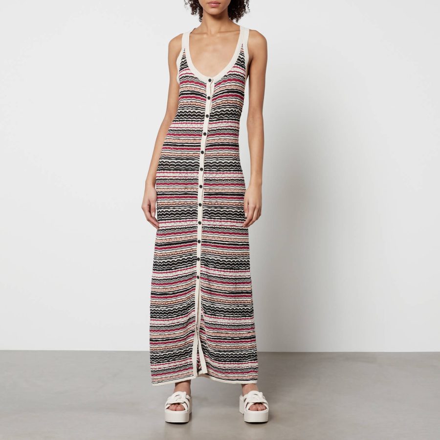 Marant Etoile Haroya Linen-Blend Pointelle Maxi Dress - FR 38/UK 10