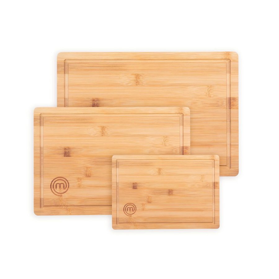 MasterChef Cutting Board Set of 3 Bamboo Chopping Boards, Organic Sustainable Fo