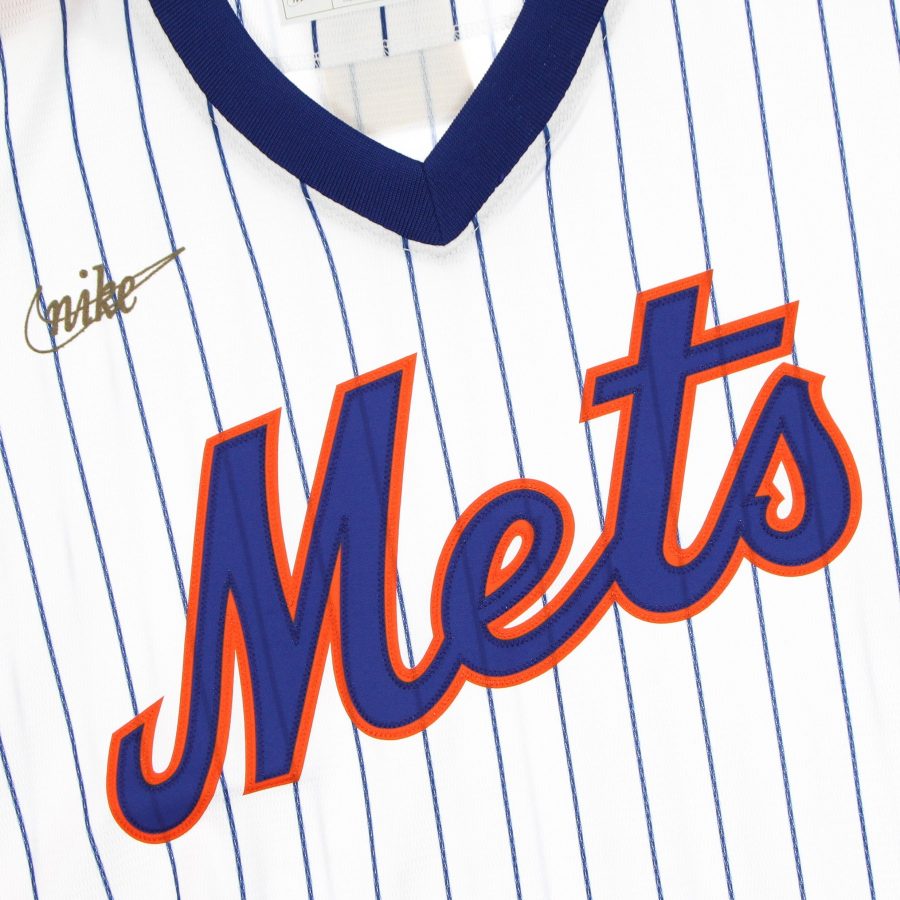 Men's Baseball Jacket Mlb Official Cooperstown Jersey Neymet White/bright Royal Pinstripe