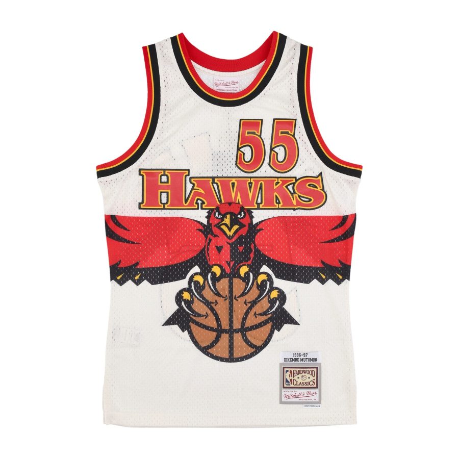 Men's Basketball Tank Top Nba Off White Team Color Swingman Jersey Hardwood Classics 1996 No 55 Dikembe Mutombo Atlhaw