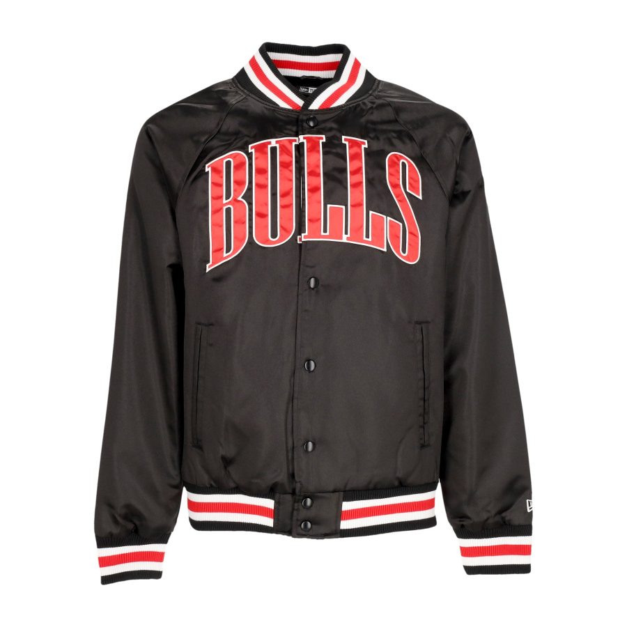 Men's Bomber Jacket Nba Applique Satin Bomber Chibul Black/front Door Red