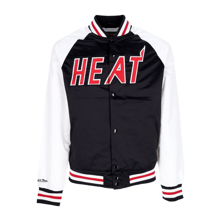 Men's Bomber Jacket Nba Primetime Lw Satin Jacket Hardwood Classics Miahea Black