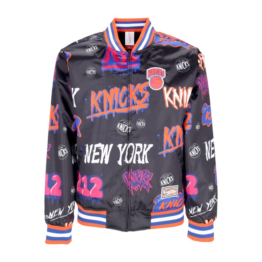 Men's Bomber Jacket Nba Slap Sticker Reversible Jacket Hardwood Classics Neykni