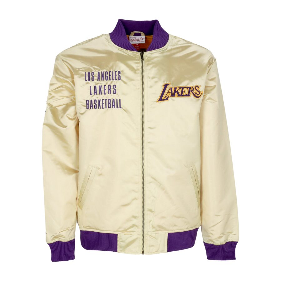 Men's Bomber Jacket Nba Team Og 2.0 Lightweight Satin Jacket Vintage Logo Loslak Gold