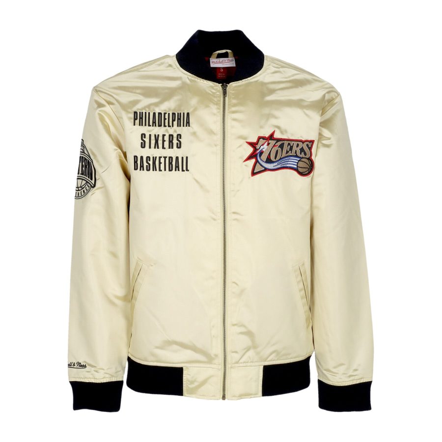 Men's Bomber Jacket Nba Team Og 2.0 Lightweight Satin Jacket Vintage Logo Phi76e Gold