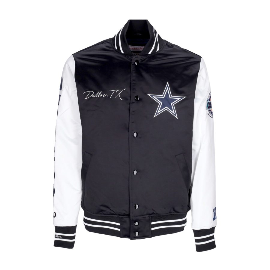 Men's Bomber Jacket Nfl Team Origins Varsity Satin Jacket Dalcow Black/white