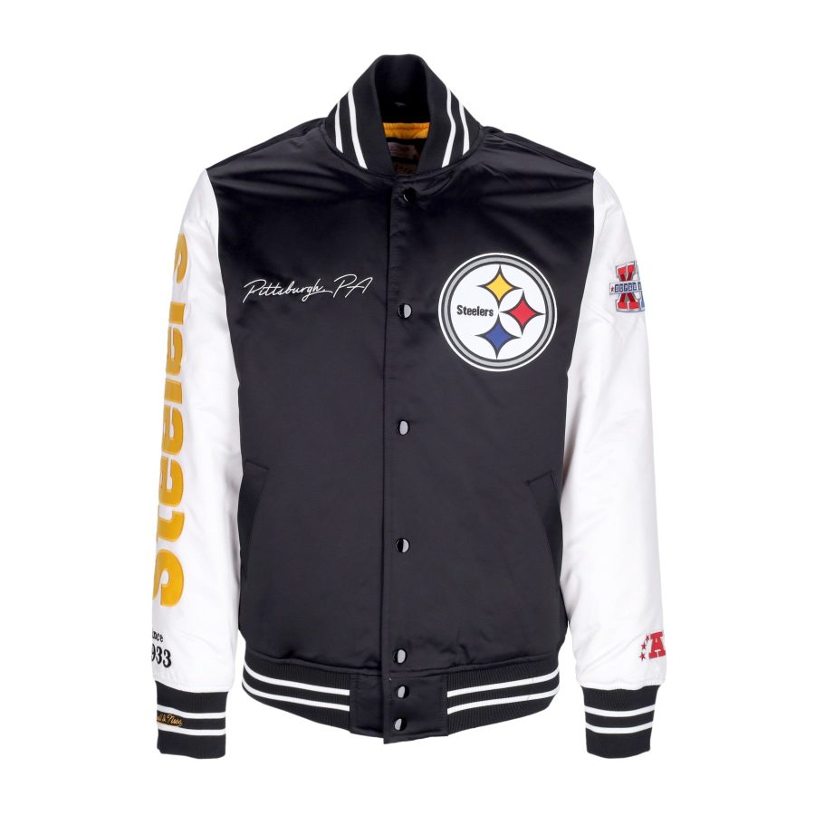 Men's Bomber Jacket Nfl Team Origins Varsity Satin Jacket Pitste Black/white