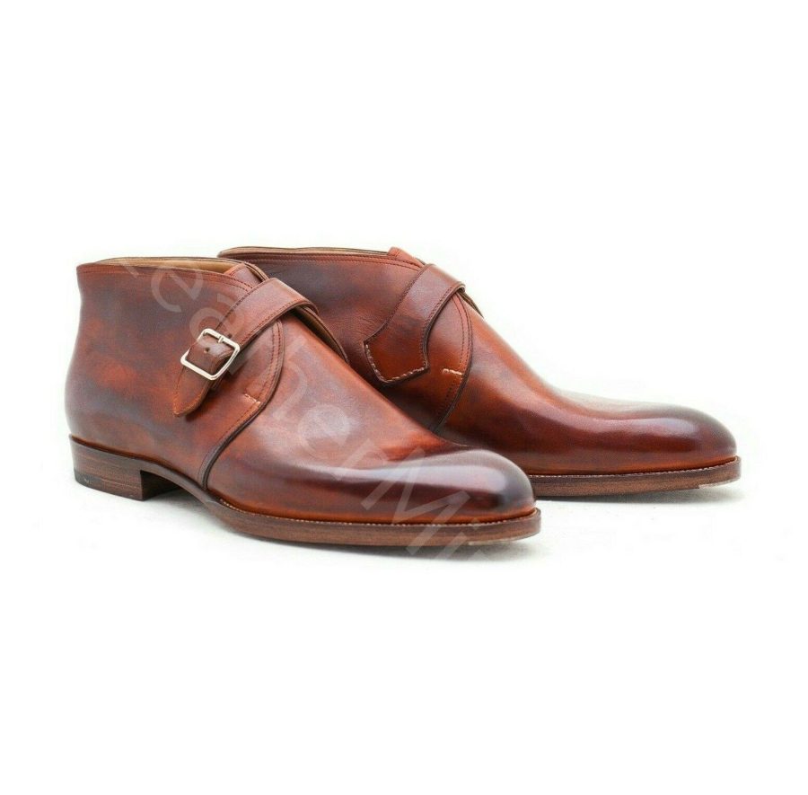 Men's Handmade Monk Strap Dress Boots Ankle High dress boots for men