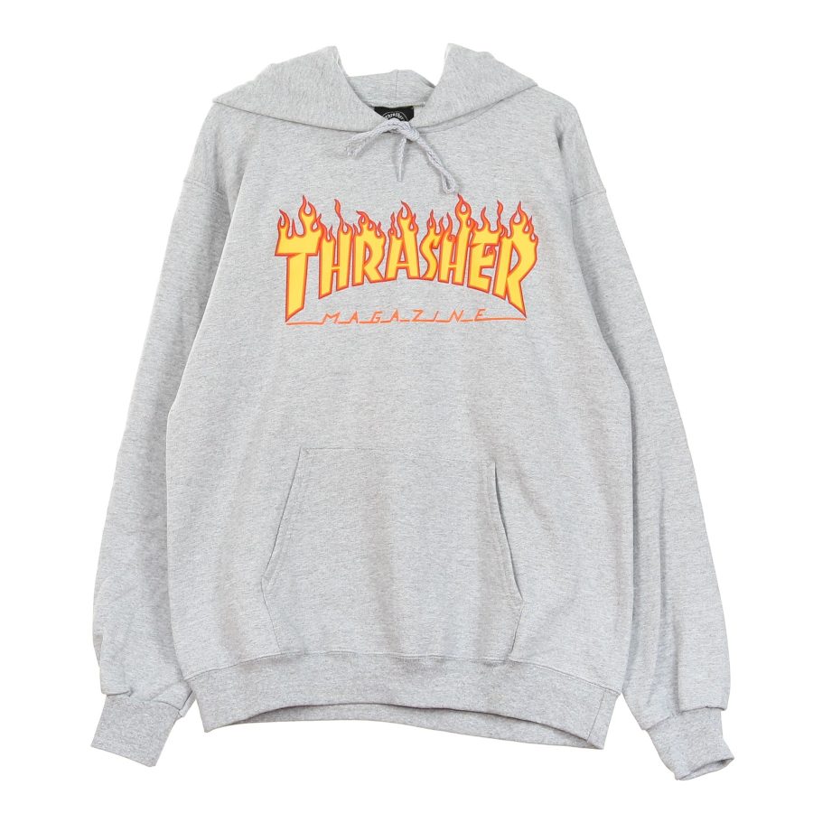 Men's Hooded Sweatshirt Flame Hood Grey/yellow