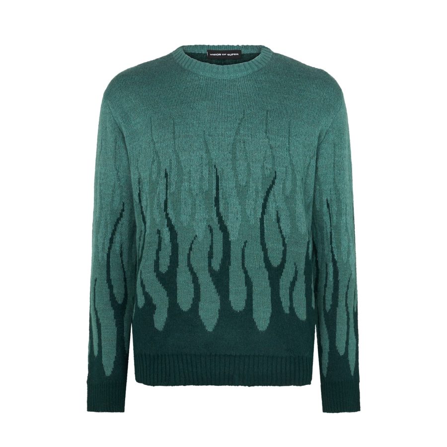 Men's Jacquard Flames Jumper Sweater