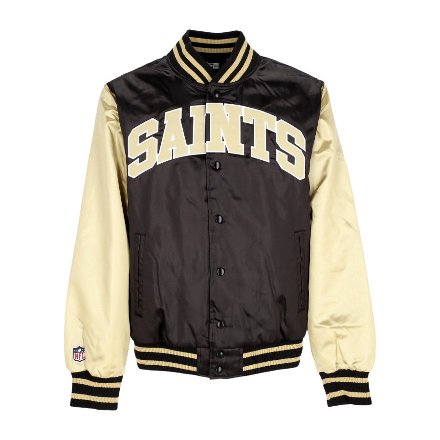 Men's Nfl Satin Bomber Jacket Neosai Black/vice Cream