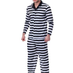 Men's Plus Size Deluxe Button Down Jailbird Costume