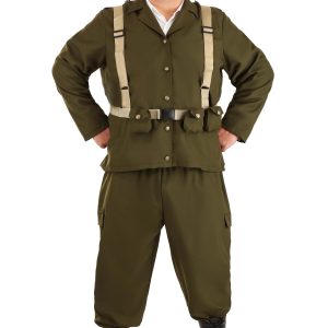 Men's Plus Size Deluxe WW2 Soldier Costume