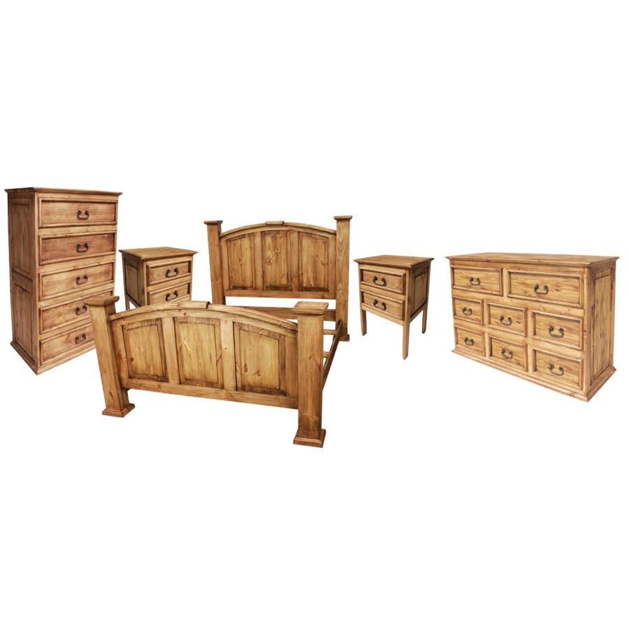 Mexican Rustic Pine Chaparro Bedroom Setwith King Size Bed