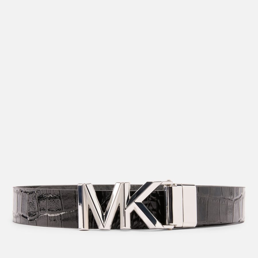 Michael Kors Reversible Croc-Effect and Grained Leather Belt - M