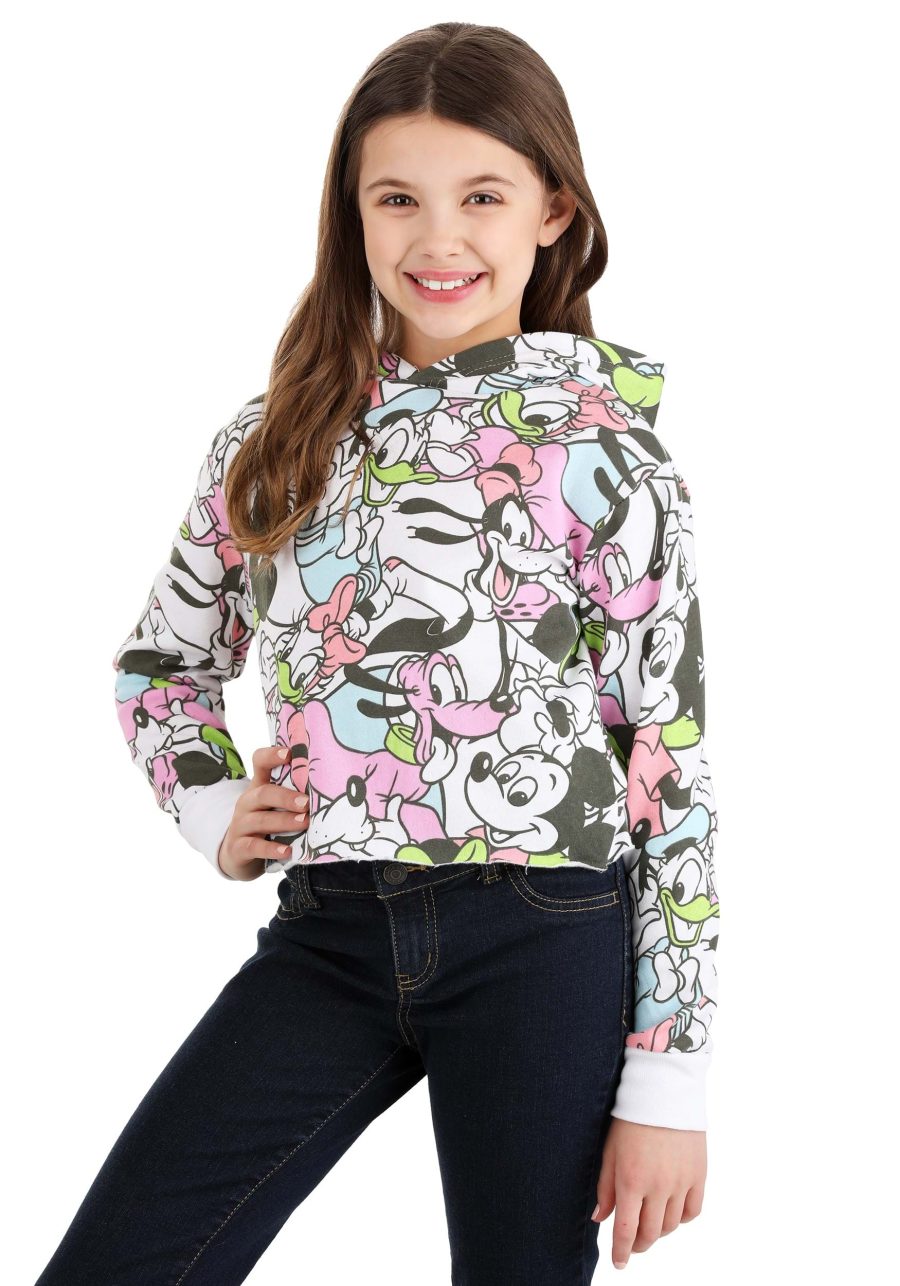 Mickey and Friends Girl's Jumbo AOP Hooded Sweatshirt