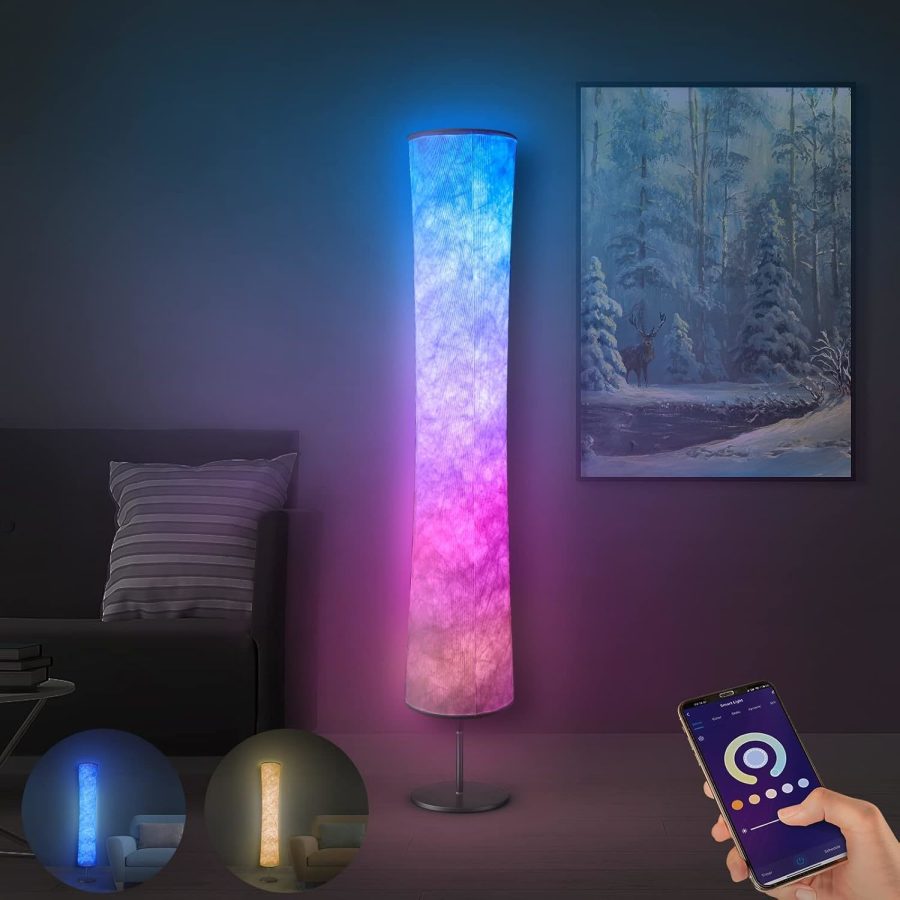 Modern Floor Lamp, Rgb Color Changing Led Smart Lamp Alexa App Control With Diy