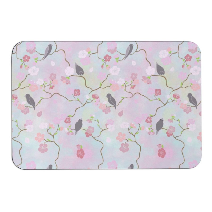 Mondxflaur Floral Non Slip Bathroom Mat for Shower Quick Dry Diatom Mud Rugs