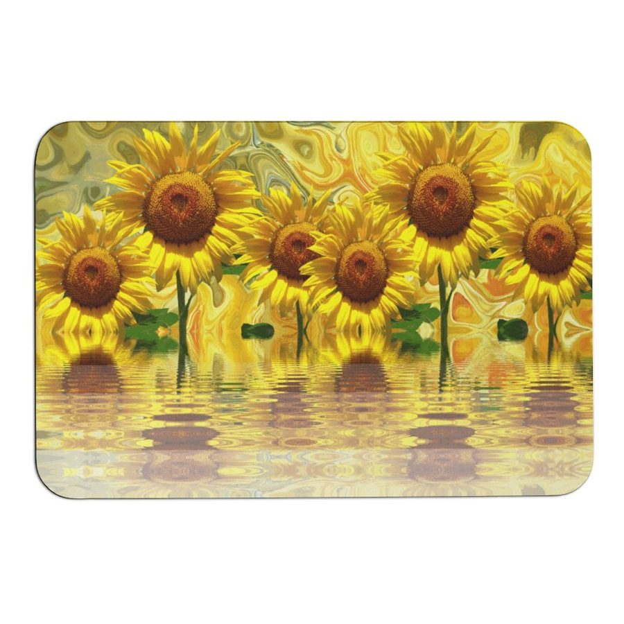 Mondxflaur Sunflowers Non Slip Bathroom Mat for Shower Quick Dry Diatom Mud Rugs