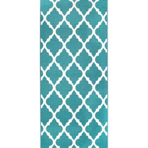 Moroccan Trellis Teal Washable Rug