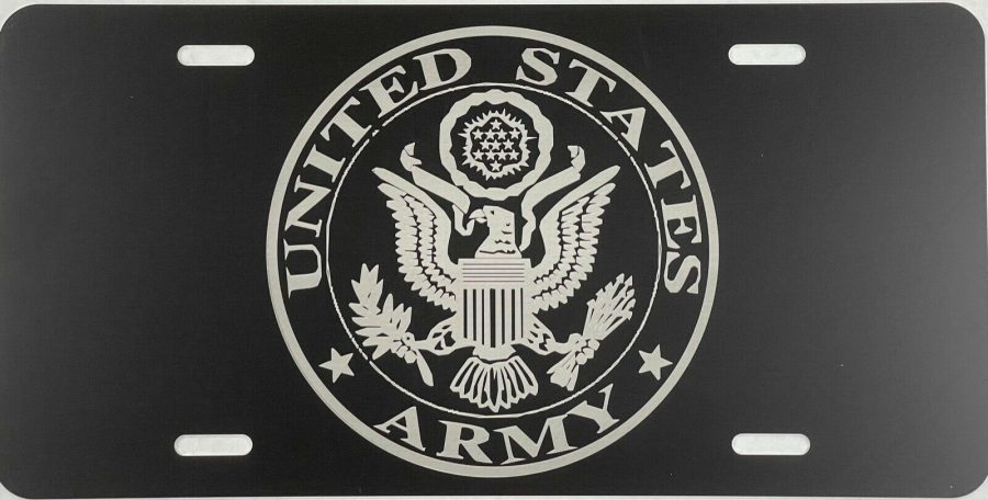 NEW US Army A1 Seal Laser Engraved License Plate Car Tag Gift Flat Black