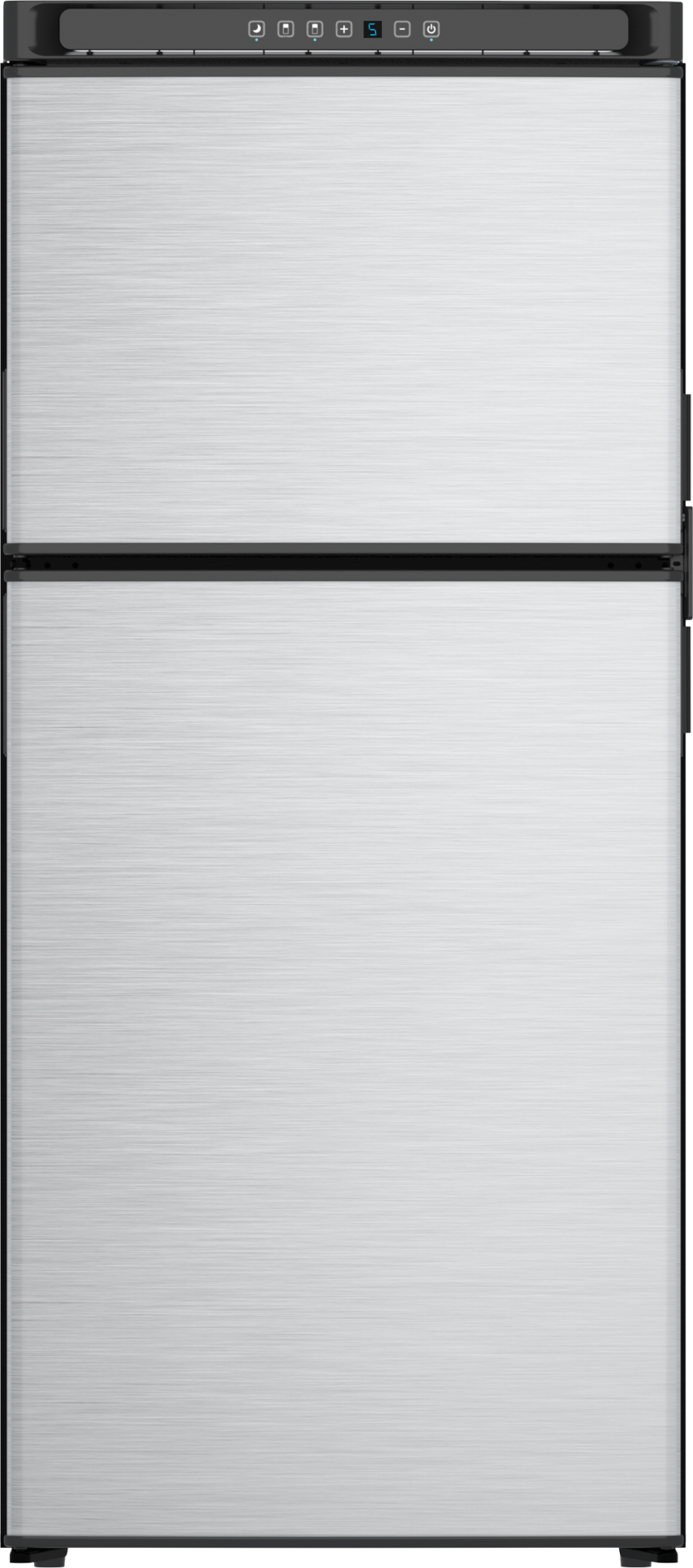 NORCOLD N8DCSSL 8CU FT 12V DC COMP REFER LHD SS, Dual Compartment 2 Door Refrigerator With Freezer; Permanent Mount; Left Hand Hinge; 8.2 Cubic Foot; 23.63 Inch Width x 24 Inch Depth x 53 Inch Height; 12 Volt DC; Electronic Control; LED Interior Light