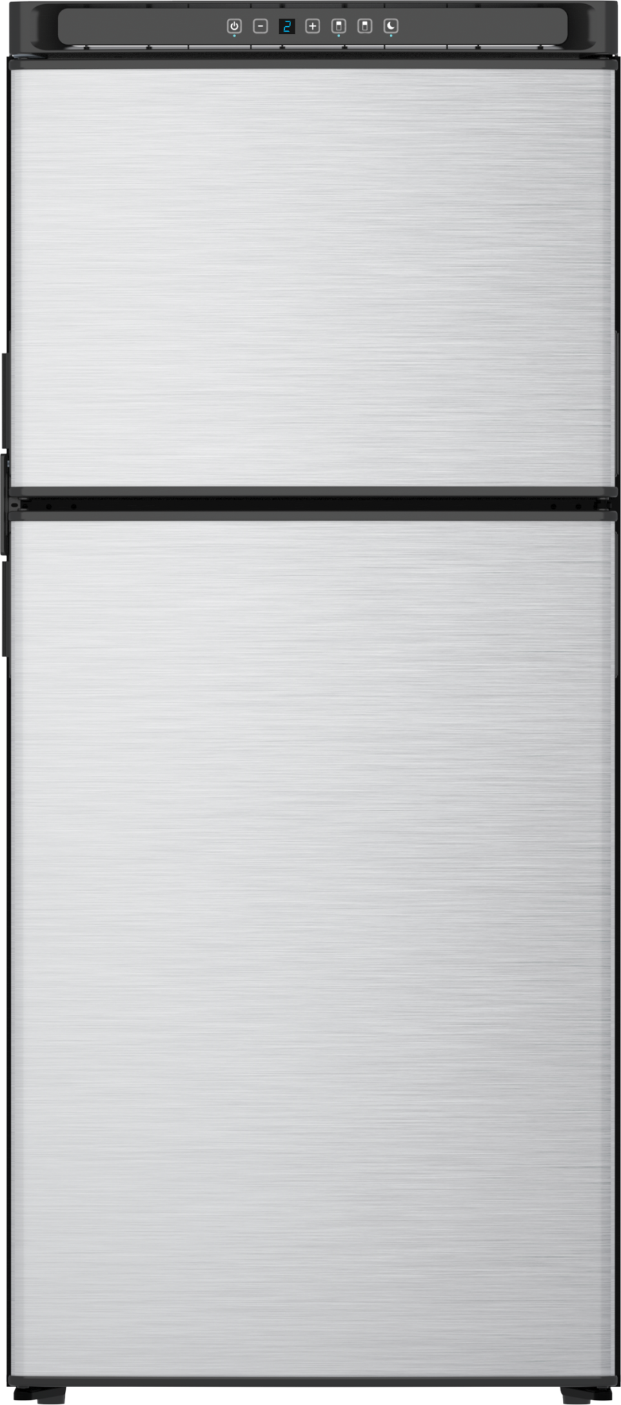 NORCOLD N8DCSSR 8CU FT 12V DC COMP REFER RHD SS, Dual Compartment 2 Door Refrigerator With Freezer; Permanent Mount; Right Hand Hinge; 8.2 Cubic Foot; 23.63 Inch Width x 24 Inch Depth x 53 Inch Height; 12 Volt DC; Electronic Control; LED Interior Light