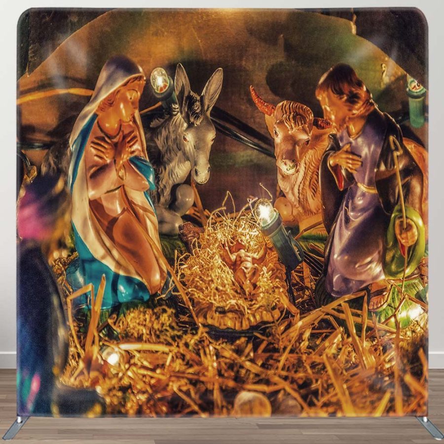 Nativity Baby Jesus Christmas Tension Fabric Backdrop - Aperturee