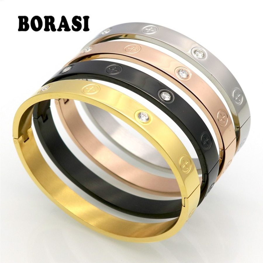 New Design Zircon And Cross Nut Nail Bracelets & Bangles For Women Stainless Ste