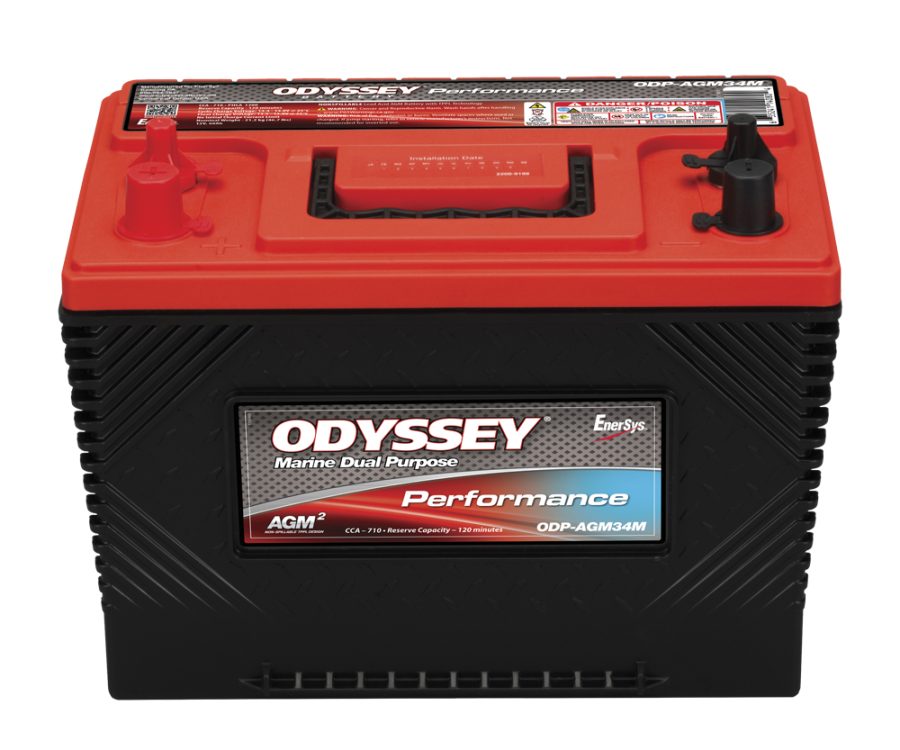 ODYSSEY ODP-AGM34M ODYSSEY 34M-790, 34 BCI Group Size; 12 Volt; 710 Cold Cranking Amps/ 1300 Pulse Hot Cranking Amps; SAE SS Stud Terminal 3/8 Inch Left Positive And 5/16 Inch Right Negative; 10.9 Inch Length; 6.8 Inch Width; 7.8 Inch Height