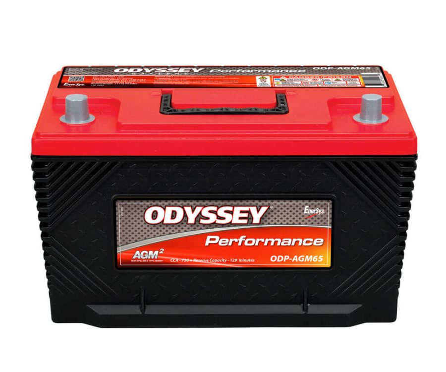 ODYSSEY ODP-AGM65 ODYSSEY 65-760, 65 BCI Group Size; 12 Volt; 762 Cold Cranking Amps/ 1500 Pulse Hot Cranking Amps; SAE Top Terminals; 11.8 Inch Length; 7.2 Inch Width; 7.6 Inch Height