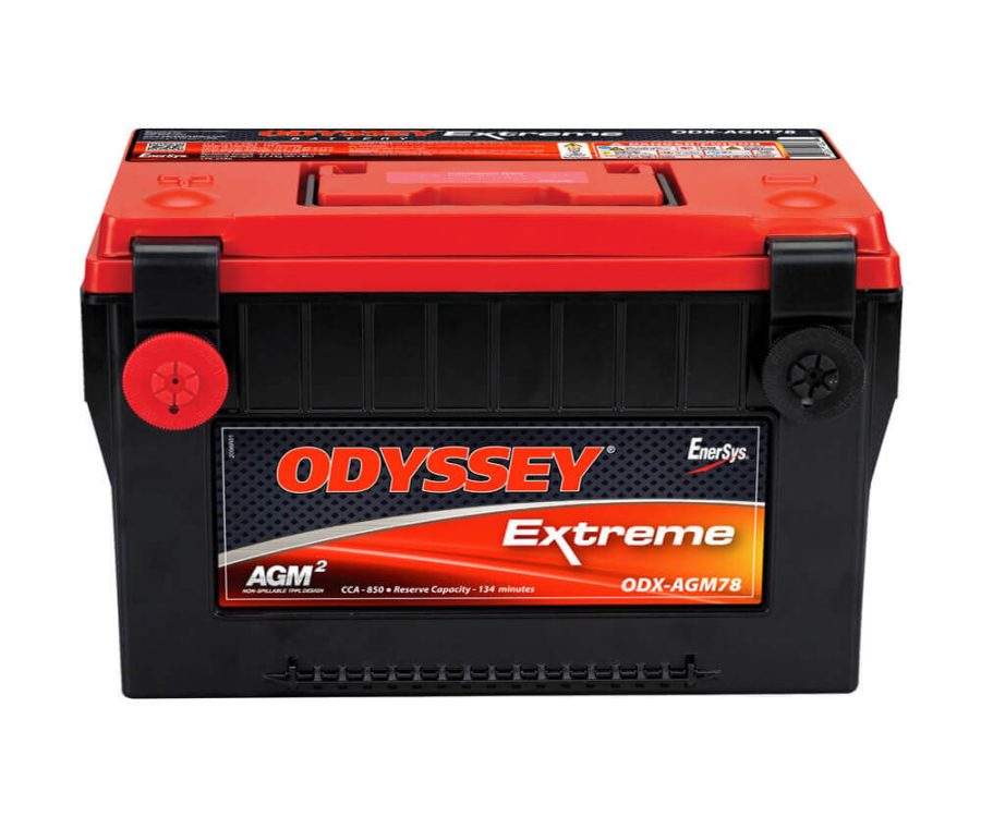 ODYSSEY ODX-AGM78 ODYSSEY 78-PC1500, 78 Group Size; 12 Volt; 850 Cold Cranking Amps/ 1500 Pulse Hot Cranking Amps; 3/8 Inch Threaded Receptacles Side Terminals; 10.9 Inch Length; 6.8 Inch Width; 7.3 Inch Height