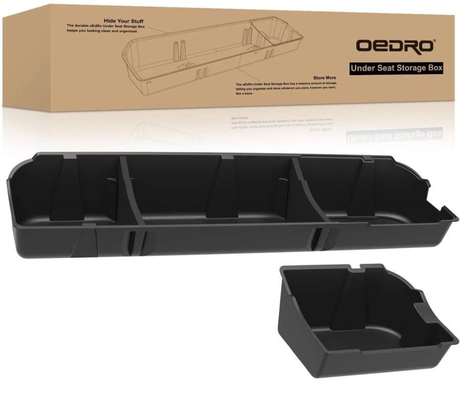 OEDRO? Upgraded Under Seat Storage Box for 2009-2014 Ford F-150 SuperCrew Cab - Unique Textured Black Two-in-One Design Trunk Organizers