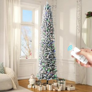 OasisCraft Pre-Lit Christmas Tree with with 8 Modes Remote - 9FT