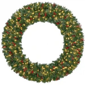 OasisCraft Pre-Lit Fir Christmas Wreath - 60" with Berries