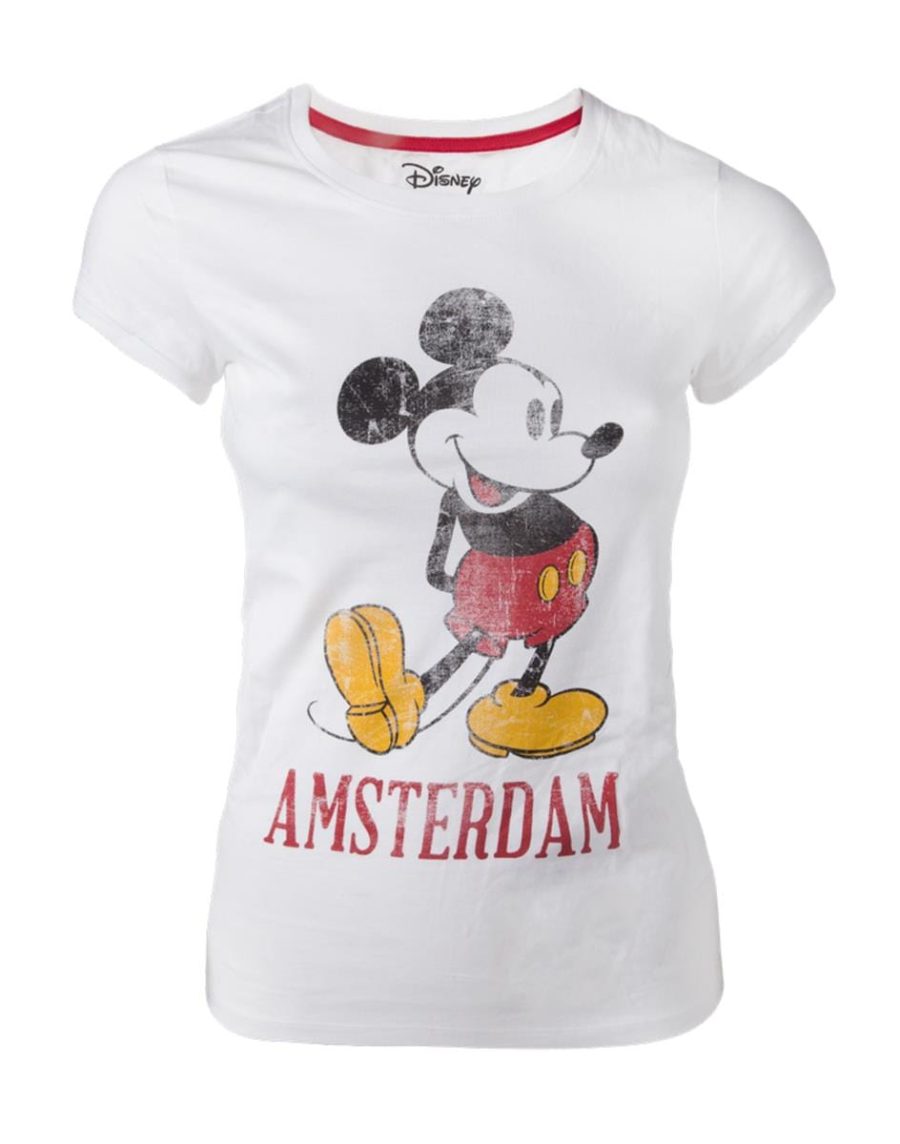 Official Disney Mickey Mouse White Vintage Look Amsterdam Women's T-Shirts